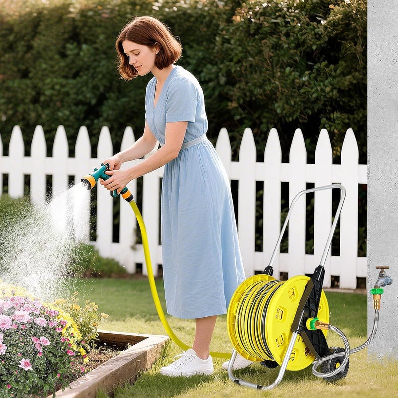 Beeplove 3ft Short Garden Hose with Female to Female Connector - Metal Leakproof Leader Hose for Hose Reel, Heavy Duty 304 Stainless Steel Flexible Hose for Outdoor Garden Watering Car Pet Cleaning - Image 4